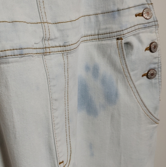 Jeans Light Blue Bleached Denim Overalls - Picture 9 of 13